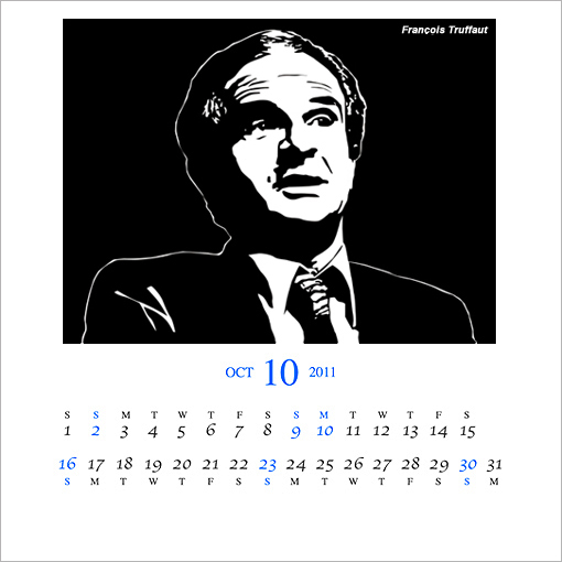 2011年10月のカレンダー（フランソワ・トリュフォー）
