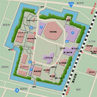 霞城公園内地図マップ（小）
