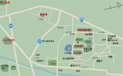 上山周辺場所の地図マップ（小）